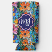 インパストスタイルの花カラフル入りモノグラムの スリム缶クーラー (正面)