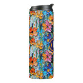 インパストスタイルの花カラフル入りモノグラムの タンブラー (回転左)