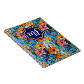 インパストスタイルの花カラフル入りモノグラムの ノートブック (右側)