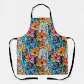 インパストスタイル油の花カラフル模様 エプロン (正面)