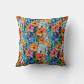 インパストスタイル油の花カラフル模様 クッション (裏面)