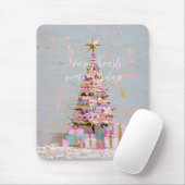 インパストピンクとゴールドのクリスマスツリー マウスパッド (マウス)