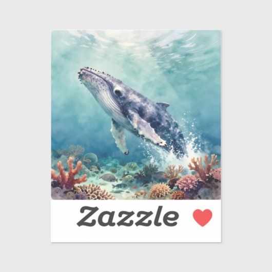 インパスト技法の美しいクジラの海洋イラスト シール (シート)