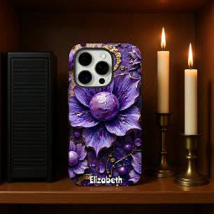 インパスト絵を描トの薄紫の花 iPhone 16 PROケース
