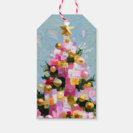 インパスト ピンク ゴールド クリスマスツリー ギフトタグ