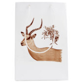 インパラアンテロープ動物野生動物スケッチスケッチ ミディアムペーパーバッグ (正面)