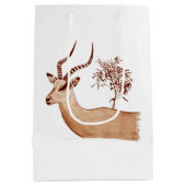 インパラアンテロープ動物野生動物スケッチスケッチ ミディアムペーパーバッグ (裏面)