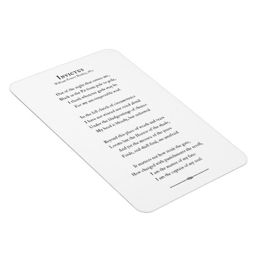インビクタス詩感動的引用文冷蔵庫用マグネット マグネット (右側)