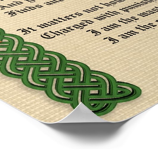 インビクトスビクトリアン、詩のケルト結び目模様とクロス ポスター (角)