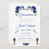 インビタシオネチャロキンセアニラチャラブルーシルバー 招待状 (正面/裏面)