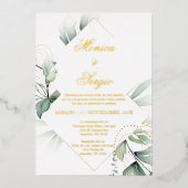 インビタシオンエレガンテ金ゴールドフォイルパラボダ 箔招待状 (正面)