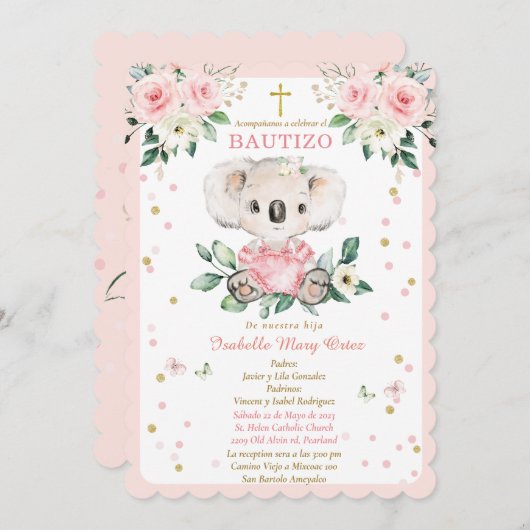 インビタシオンコアラパラエルバウティゾデヌエストラhija 招待状 (正面/裏面)