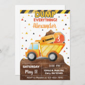 インビタシオンダンプすべてを、トラック少年の誕生日請求書 招待状 (正面/裏面)