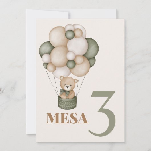 インビタシオンテディベアーベビーシャワーボーイカルテル・デ・ラ 招待状 (正面)