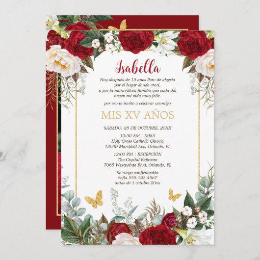 インビタシオンデキンセアニラエンエスパニノールフロレスロハス 招待状 (正面/裏面)