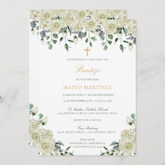 インビタシオンデバウティゾコンフローレスバプテスマ 招待状 (正面/裏面)