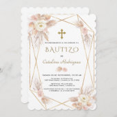 インビタシオンデバウティゾパンパスグラス金ゴールドバプテスマ 招待状 (正面/裏面)