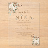 インビタシオンデベビーシャワーカラーベージュ アクリル招待状 (正面)