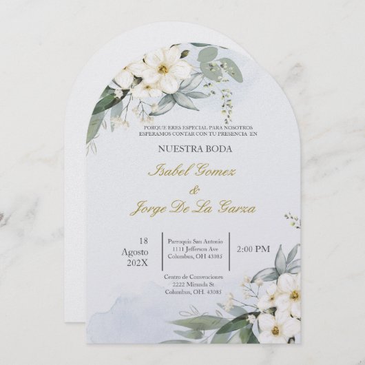 インビタシオンデボダアンスペインコンフロールブランカ 招待状 (正面/裏面)