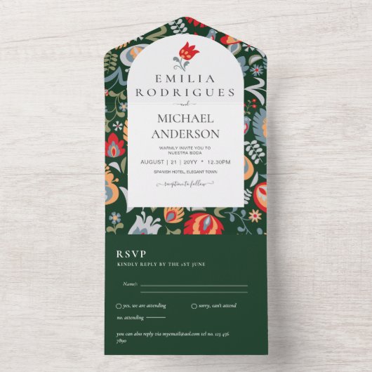 インビタシオンデボダエスパニョルイングレスプヴォFOLKART オールインワン招待状 (内側)