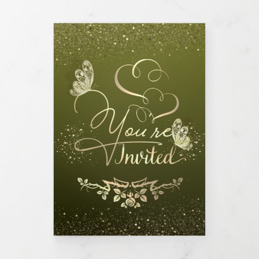 インビタシオンデボダヴェルデコンプルリナ 三つ折り招待状 (カバー)