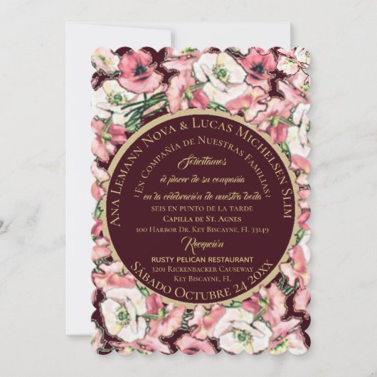 インビタシオンデマトリモニオフローラローザルーバーボルゴニャ 招待状 (正面)