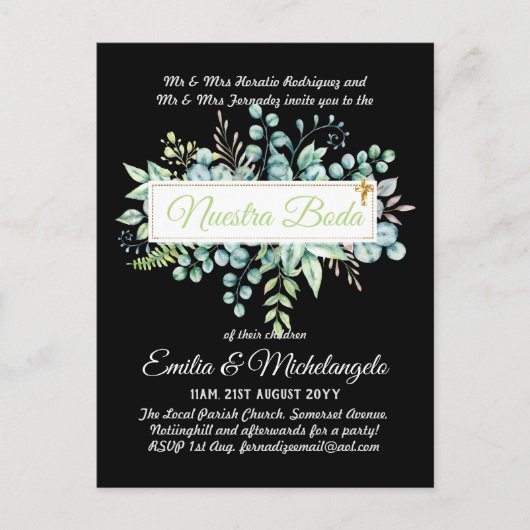 インビタシオンドボダバラタスHOJAS Modernas ポストカード (正面)