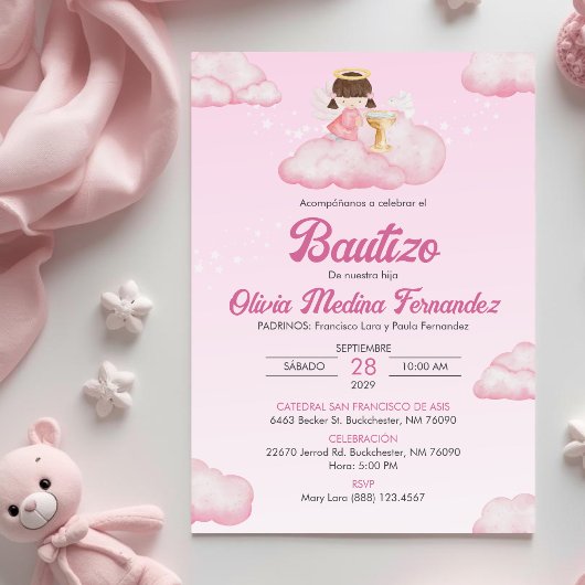 インビタシオンバウティゾガールエンジェルカトリック洗礼 招待状