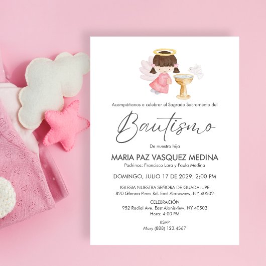 インビタシオンバウティゾキュートガールエンジェルシンプルバプテスマ 招待状