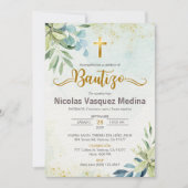 インビタシオンバウティゾグリーン葉宗教バプテスマ 招待状 (正面)