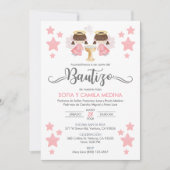 インビタシオンバウティゾニーニャスバプテスキュートツインズエンジェルス 招待状 (正面)