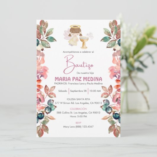 インビタシオンバウティゾフラワーガールエンジェルキュートバプテスマ 招待状 (スタンド正面)