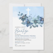 インビタシオンバウティゾブルーフラワーズバエレガントプテスマ 招待状 (正面)