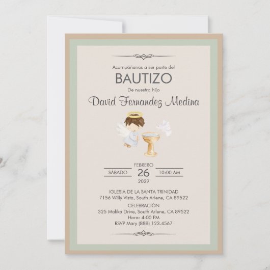 インビタシオンバウティゾボーイエンジェル宗教バプテスマ 招待状 (正面)