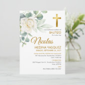 インビタシオンバウティゾ男の子または女のエレガント子の洗礼 招待状 (スタンド正面)