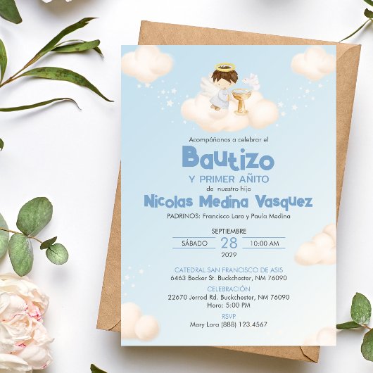 インビタシオンボーイエンジェルバプティスアンドファースト誕生日 招待状