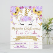 インビタシオンリンドunicornio con flor lila y rosa 招待状 (スタンド正面)