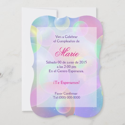 インビタシオン・デ・クンプレーニョ – Burbujas 招待状 (正面)