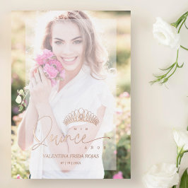 インビタシオンXVプリンセスクラウンエレガントオーバーレイヴェル 箔招待状