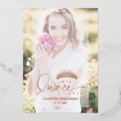 インビタシオンXVプリンセスクラウンエレガントオーバーレイヴェル 箔招待状 (正面)