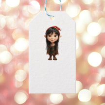 インピッシュガールクリスマス小妖精や小人ホワイトギフトラベル