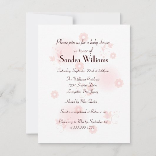 インピンかわいらしクベビーシャワー招待状 招待状 (裏面)