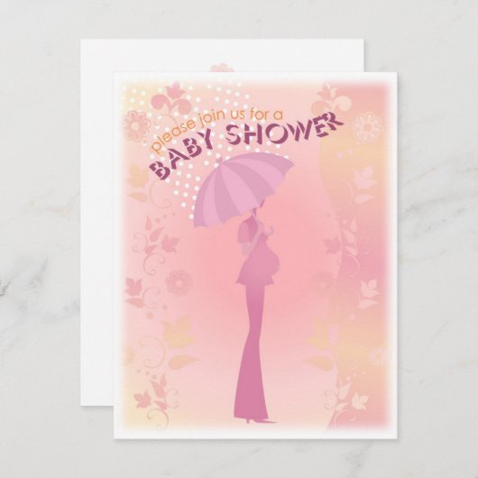 インピンかわいらしクベビーシャワー招待状 招待状 (正面/裏面)