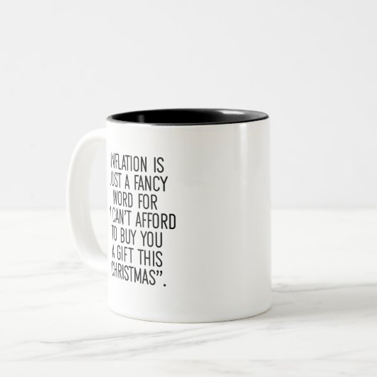 インフおもしろいレースクリスマスミームコーヒーマグ ツートーンマグカップ (正面左)