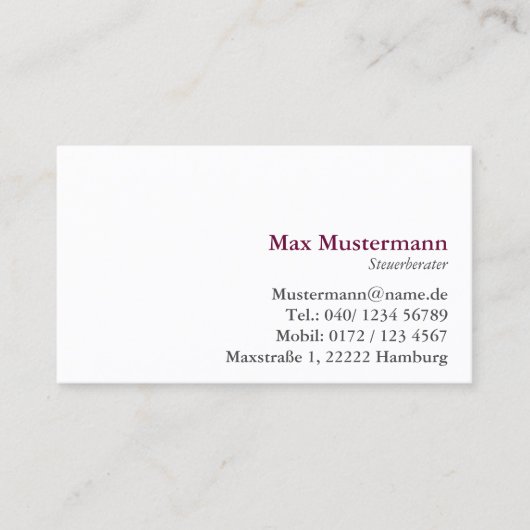 インファッシュスチューベルターヴィシテンカルテ 名刺 (正面)