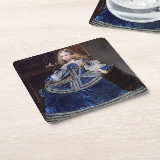 インファンタマルガリタテレサブルードレスベラスケス スクエアペーパーコースター (アングル)