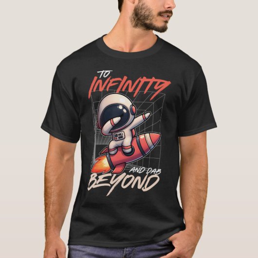 インフィニットに宇宙ロケットに乗るかわいい宇宙飛行士 Tシャツ (正面)