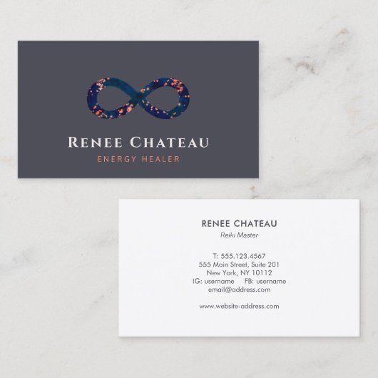 インフィニティきらめくシンボルエネルギーヒーラ 名刺 (正面/裏面)