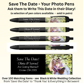 インフィニティとモノクロ写真のSave The Date 黒ボールペン