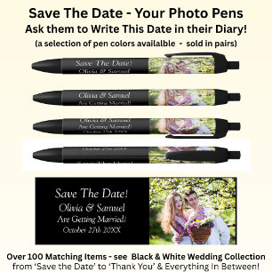 インフィニティとモノクロ写真のSave The Date 黒ボールペン